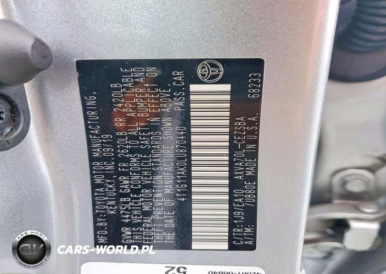 2020 Toyota Camry Se VIN:4T1G11AK0LU870440 - 12