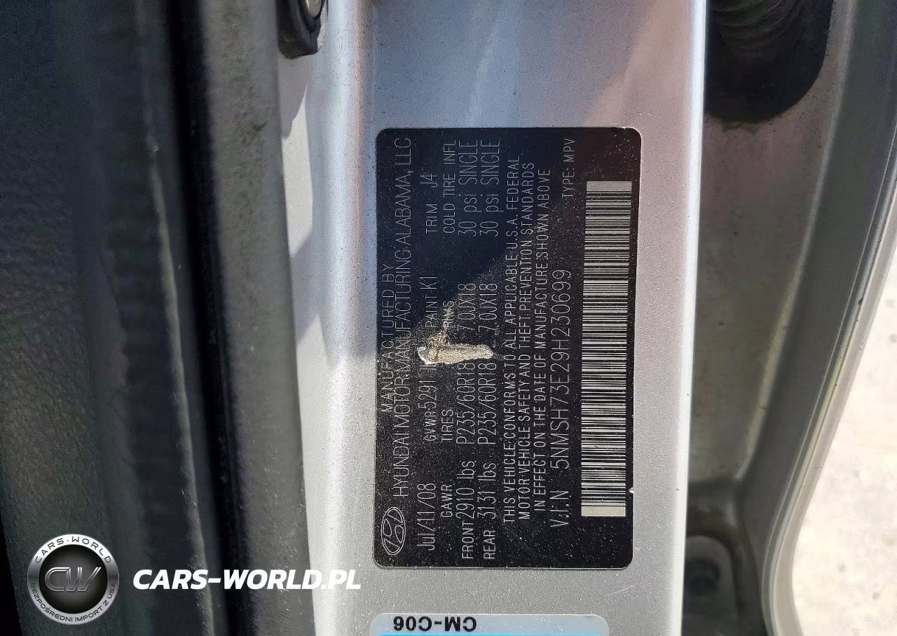 2009 Hyundai Santa Fe Se VIN:5NMSH73E29H230699 - 13