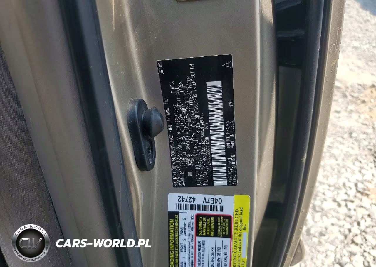 2008 Toyota Sienna Xle VIN:5TDZK22C58S223230 - 14