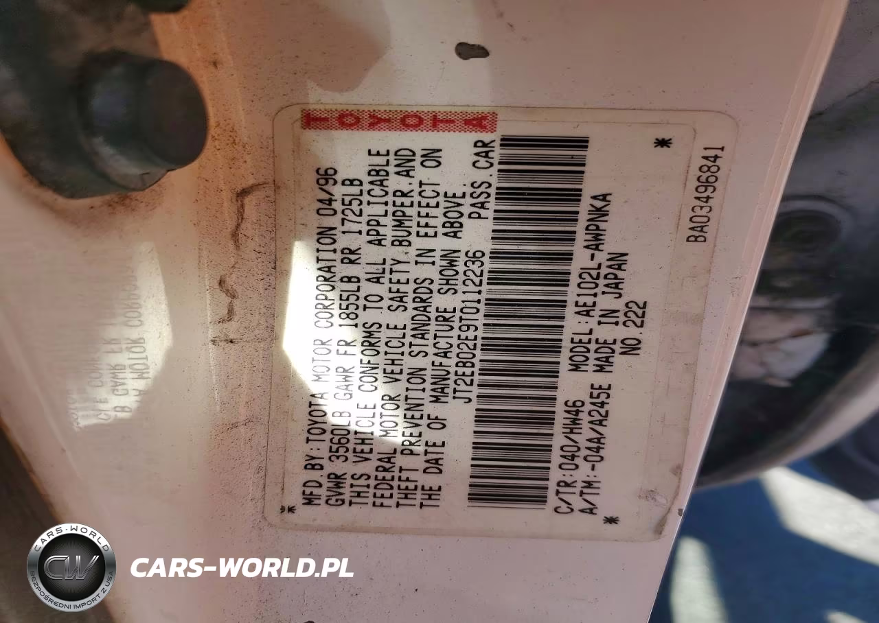 1996 Toyota Corolla Dx VIN:JT2EB02E9T0112236 - 12