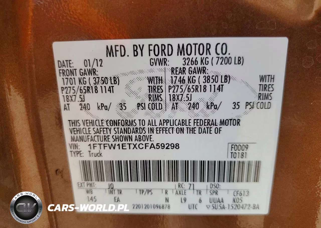 2012 Ford F150 Supercrew VIN:1FTFW1ETXCFA59298 - 12