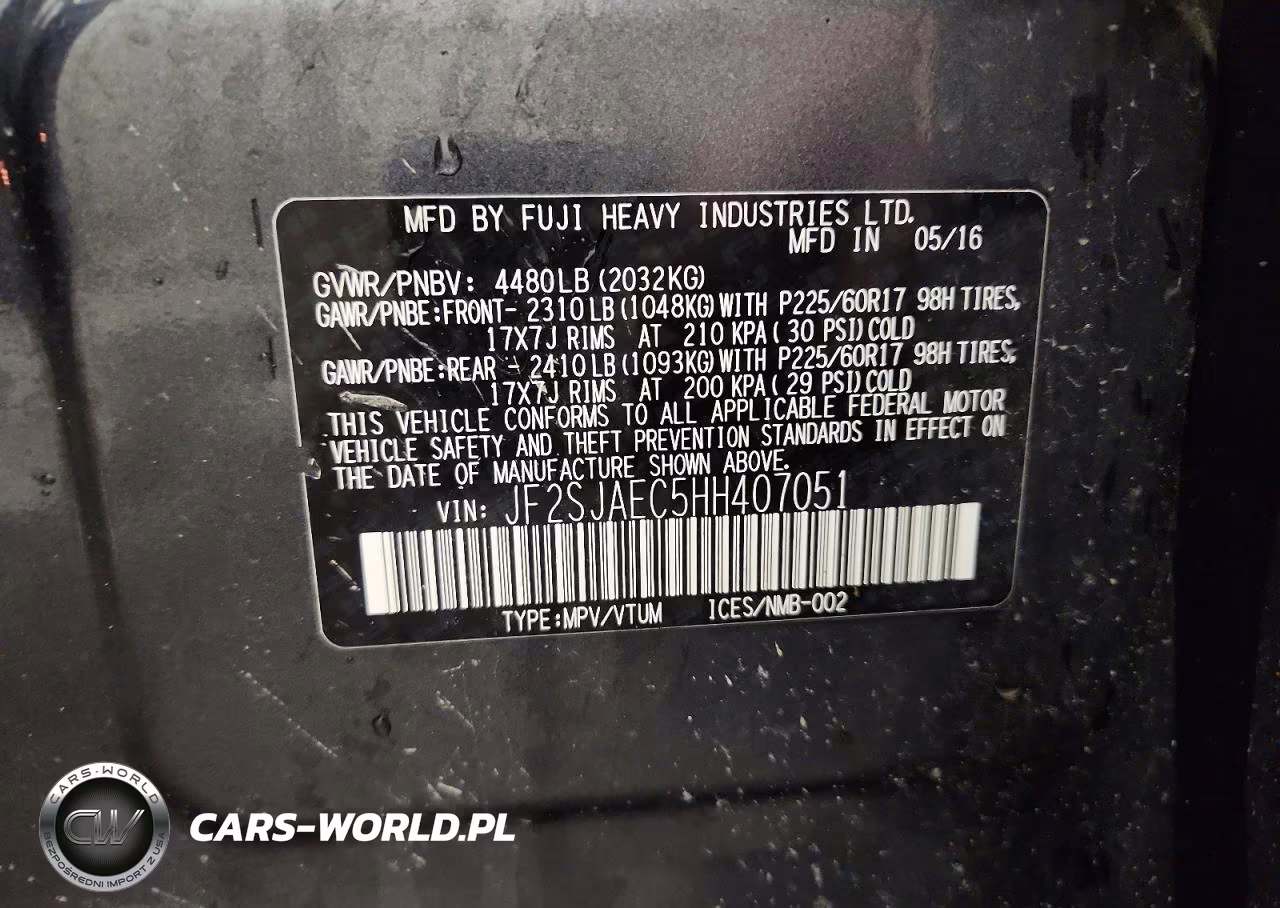 2017 Subaru Forester 2.5I Premium VIN:JF2SJAEC5HH407051 - 13