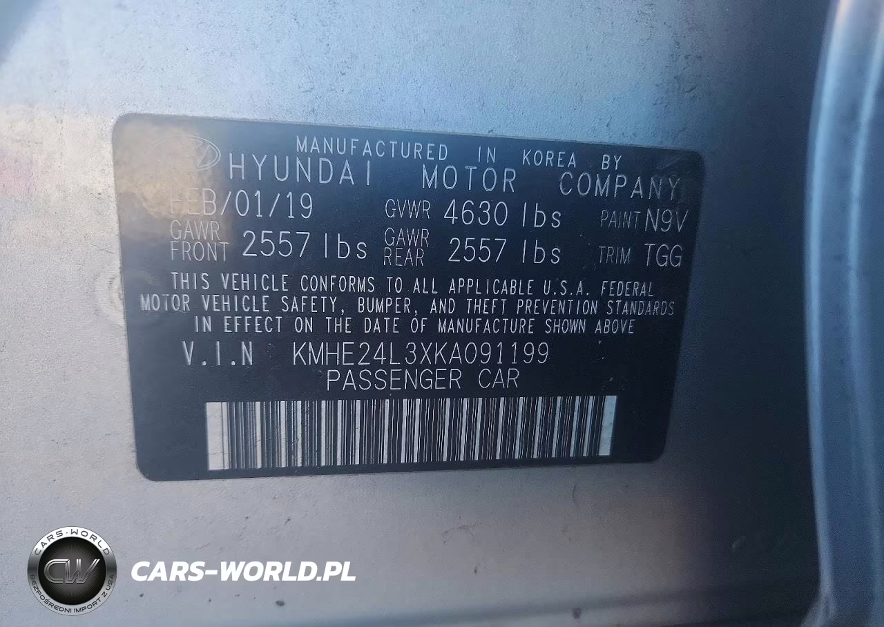 2019 Hyundai Sonata Hybrid Se VIN:KMHE24L3XKA091199 - 12