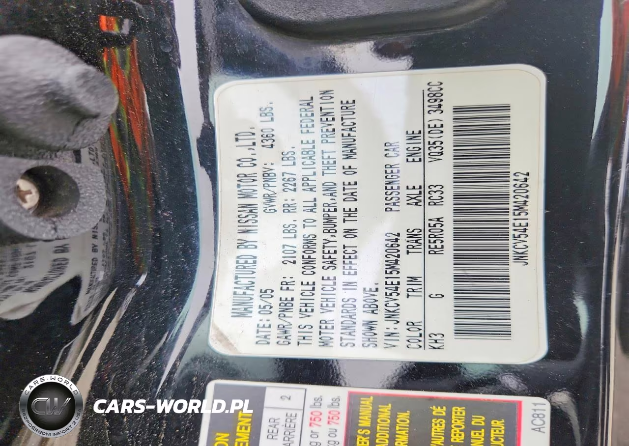 2005 Infiniti G35 Base VIN:JNKCV54E15M420642 - 12