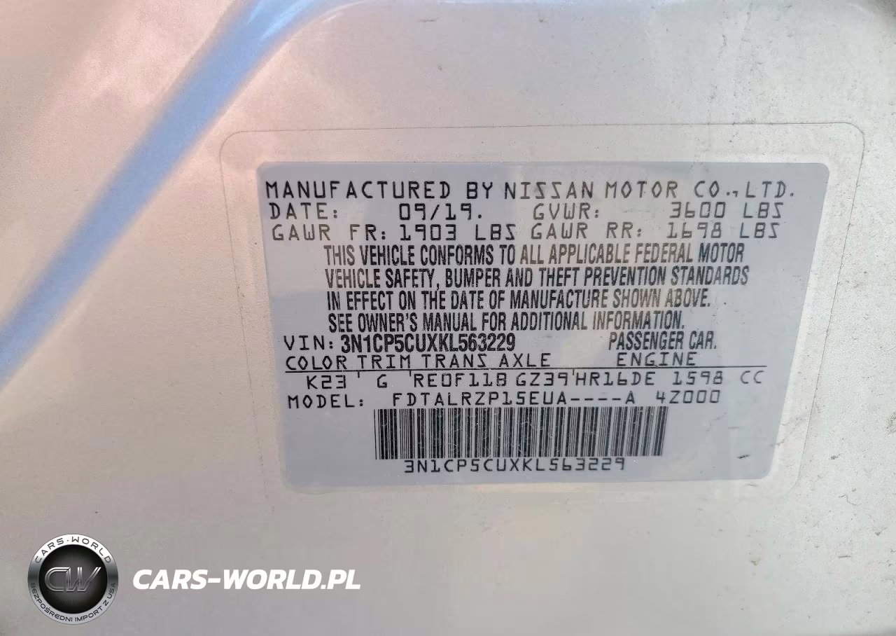 2019 Nissan Kicks S VIN:3N1CP5CUXKL563229 - 12
