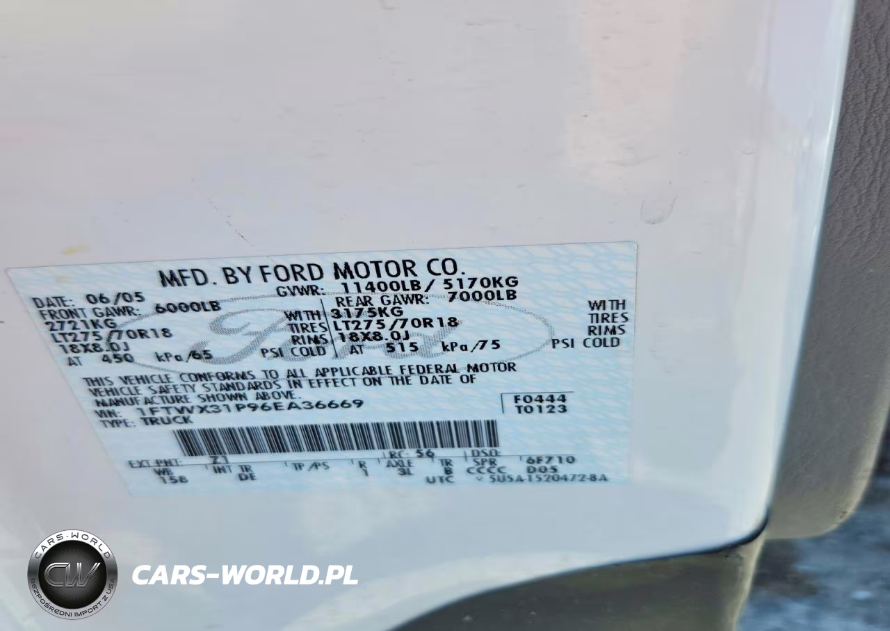 2006 Ford F350 Srw Super Duty VIN:1FTWX31P96EA36669 - 12
