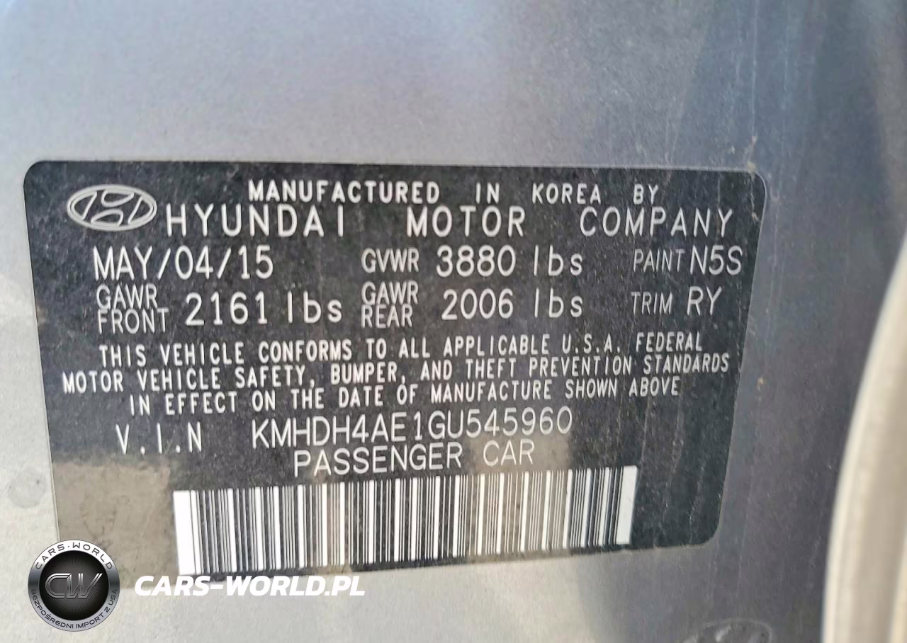 2016 Hyundai Elantra Value Edition VIN:KMHDH4AE1GU545960 - 12