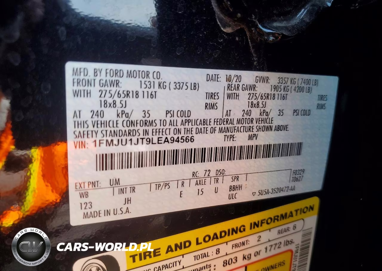 2020 Ford Expedition Xlt VIN:1FMJU1JT9LEA94566 - 12
