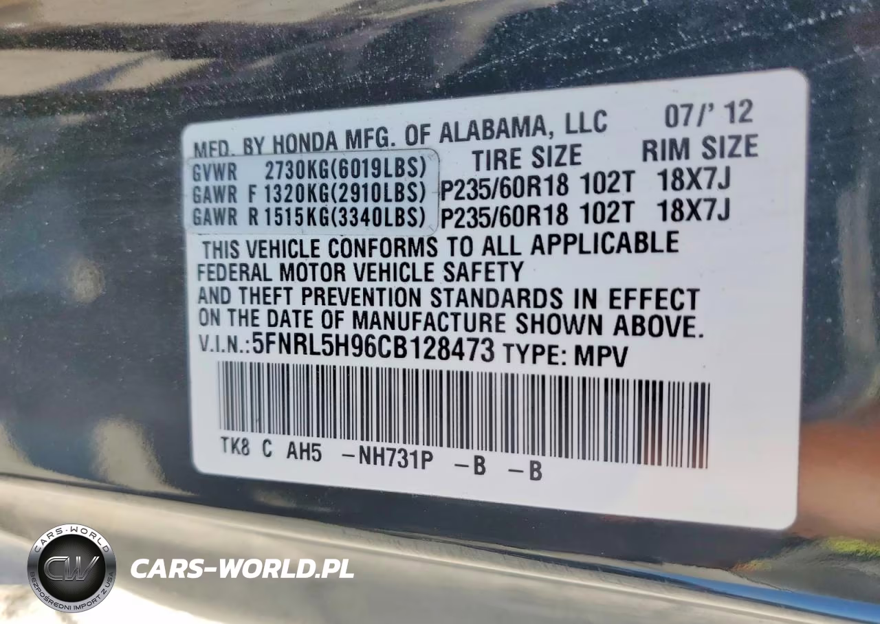 2012 Honda Odyssey Touring VIN:5FNRL5H96CB128473 - 13