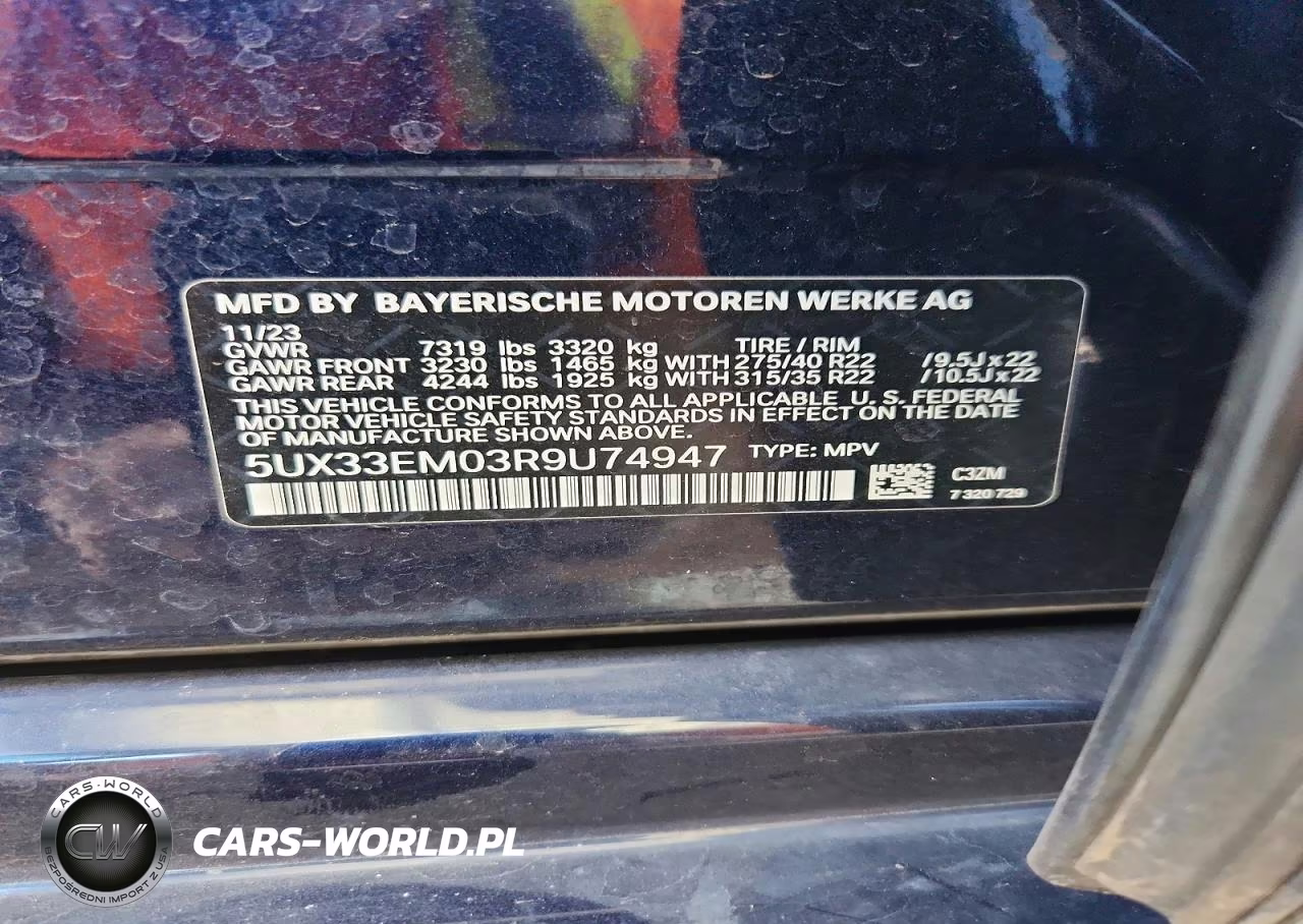 2024 BMW X7 M60I VIN:5UX33EM03R9U74947 - 13