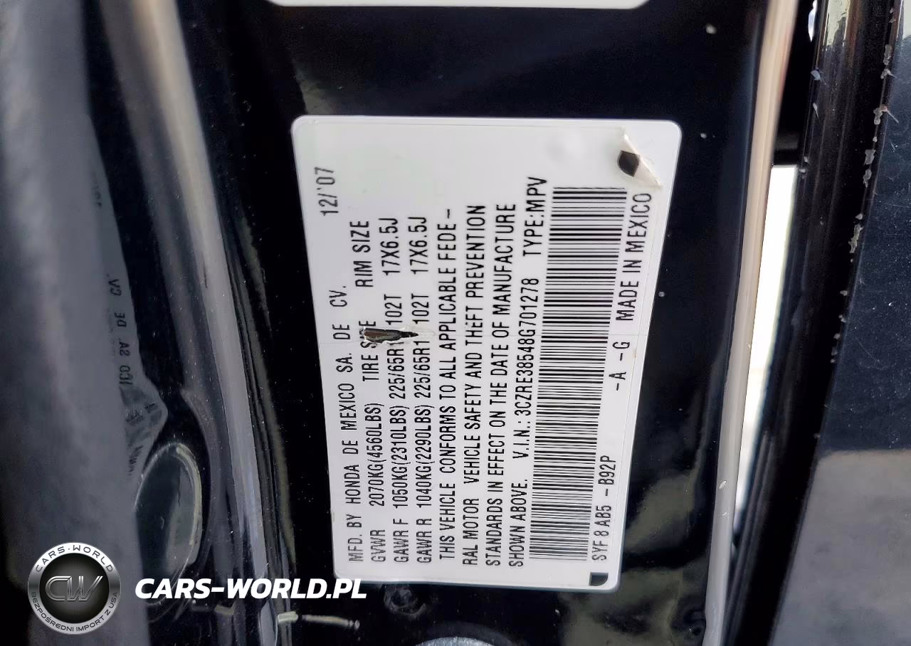 2008 Honda Cr-V Ex VIN:3CZRE38548G701278 - 14