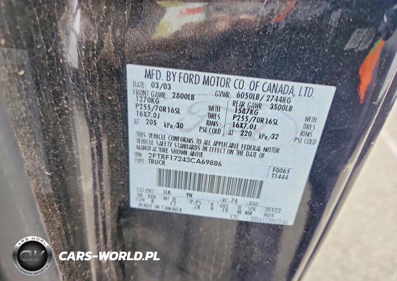 2003 Ford F150 VIN:2FTRF17243CA69886 - 12
