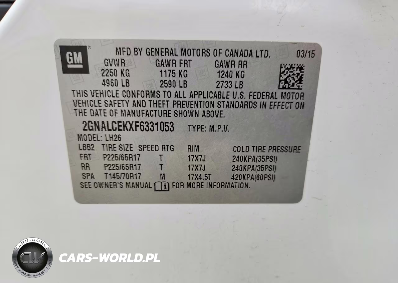 2015 Chevrolet Equinox Lt VIN:2GNALCEKXF6331053 - 13