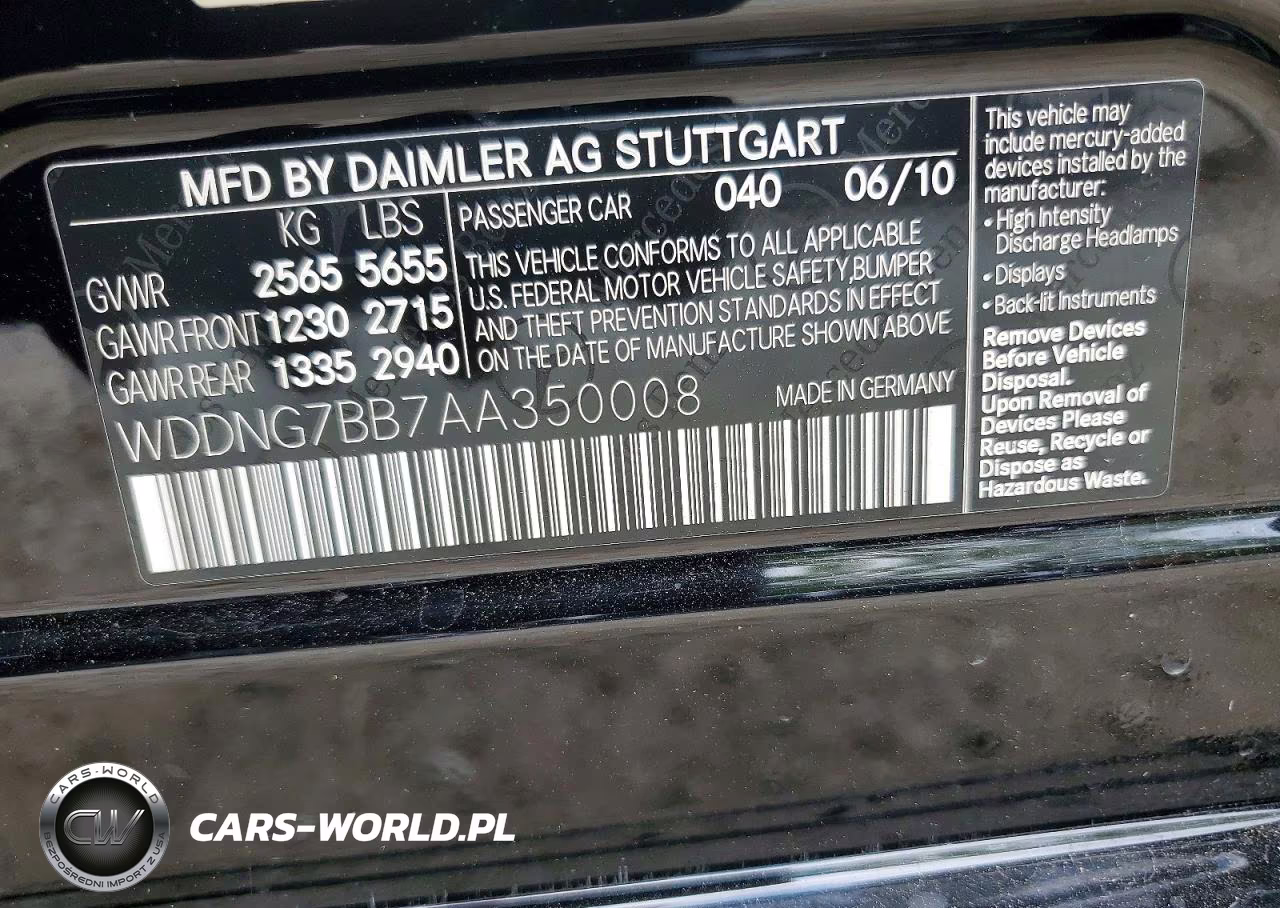 2010 Mercedes-Benz S 550 VIN:WDDNG7BB7AA350008 - 12