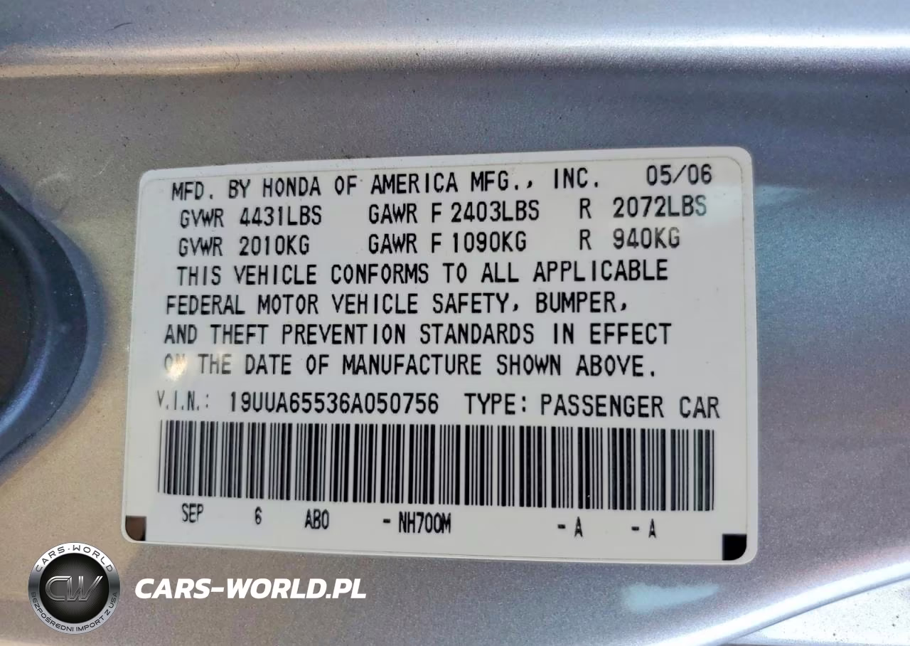 2006 Acura 3.2Tl VIN:19UUA65536A050756 - 12