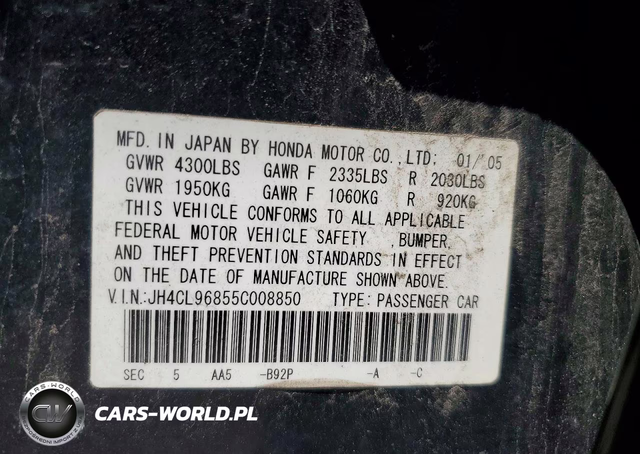 2005 Acura Tsx VIN:JH4CL96855C008850 - 12