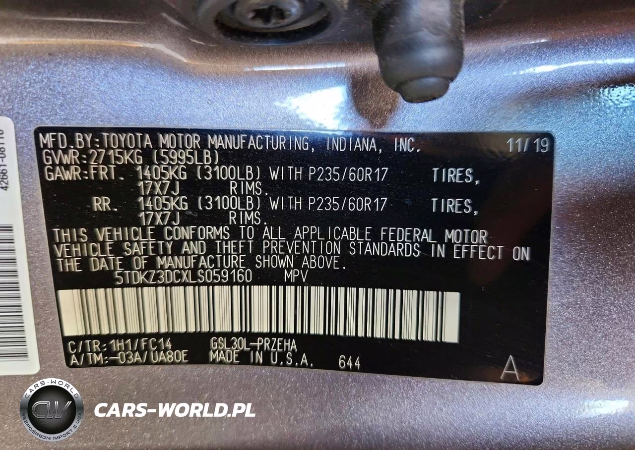 2020 Toyota Sienna Le VIN:5TDKZ3DCXLS059160 - 13