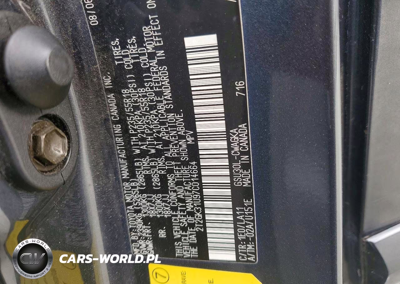 2007 Lexus Rx 350 VIN:2T2GK31U97C014664 - 13