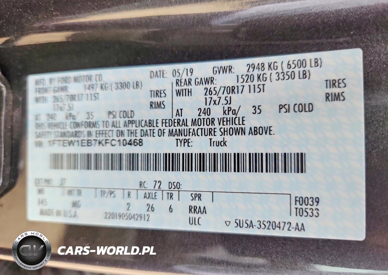 2019 Ford F150 Supercrew VIN:1FTEW1EB7KFC10468 - 13