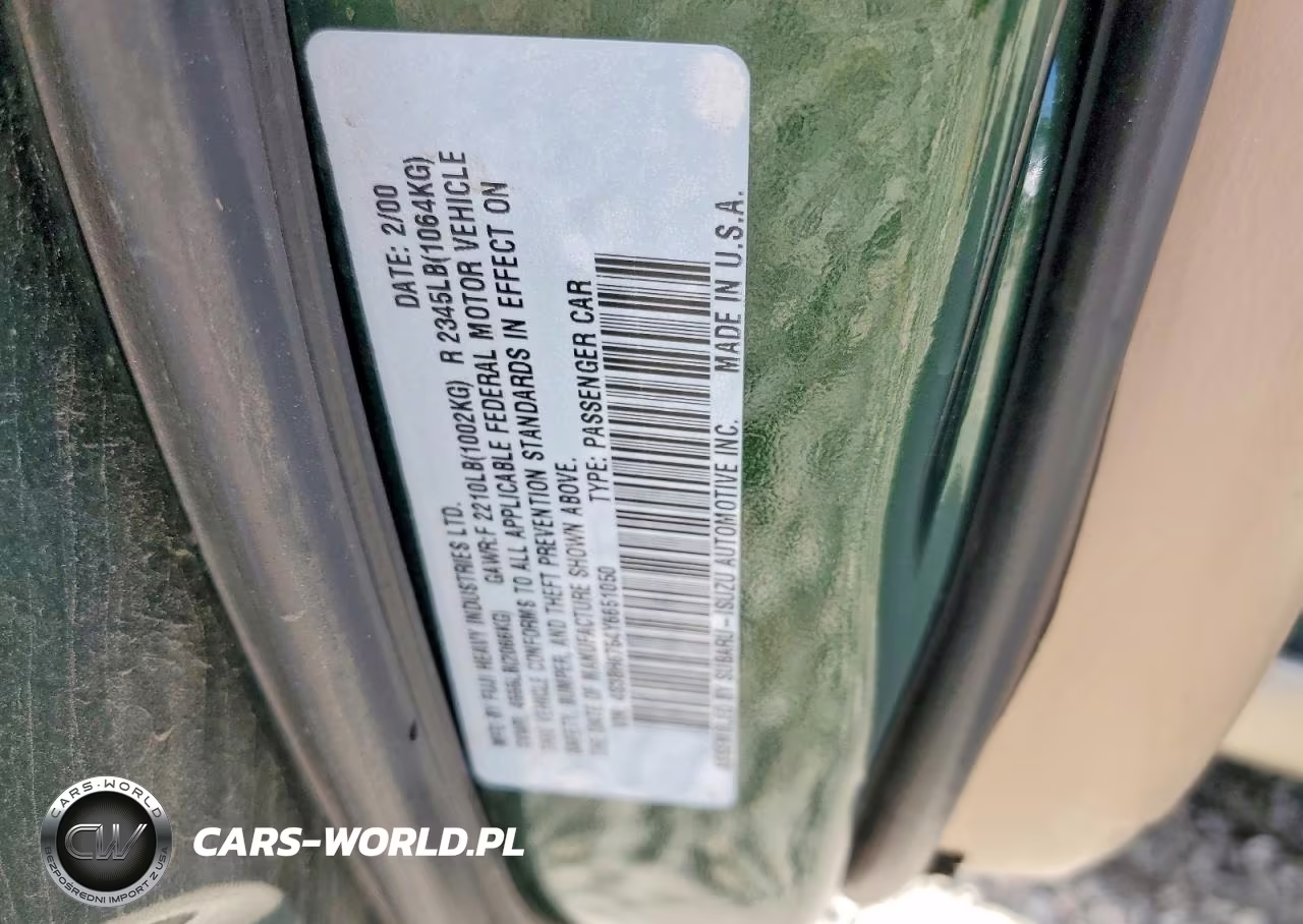 2000 Subaru Legacy Outback Awp VIN:4S3BH6754Y6651050 - 14