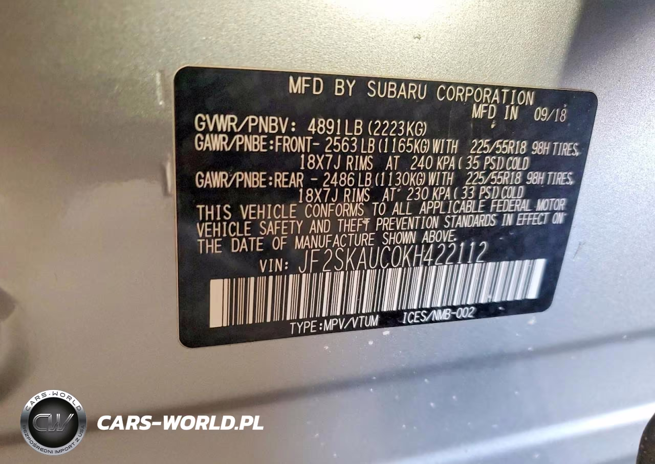 2019 Subaru Forester Limited VIN:JF2SKAUC0KH422112 - 14