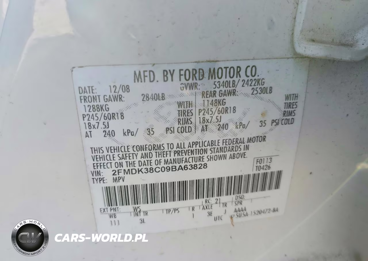 2009 Ford Edge VIN:2FMDK38C09BA63828 - 13