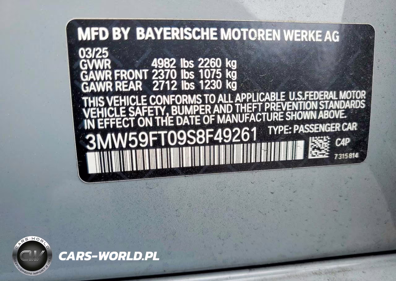 2025 BMW M340I VIN:3MW59FT09S8F49261 - 12