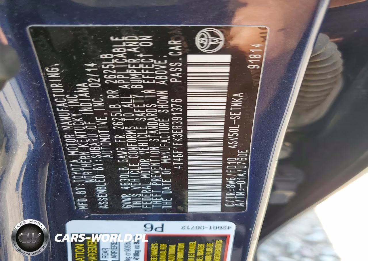 2014 Toyota Camry Le VIN:4T4BF1FK3ER391376 - 12