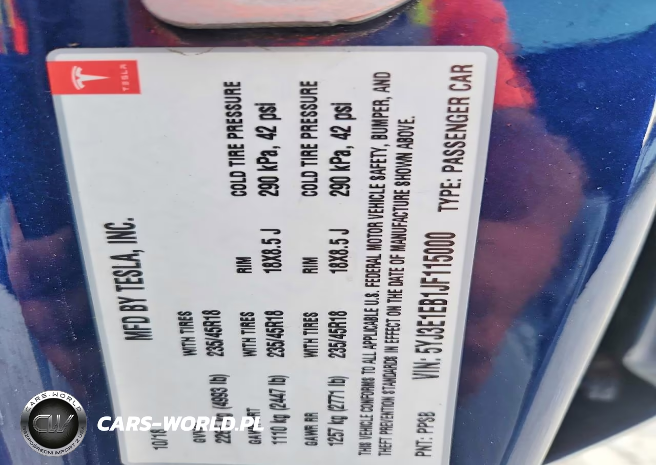 2018 Tesla Model 3 VIN:5YJ3E1EB1JF115000 - 13