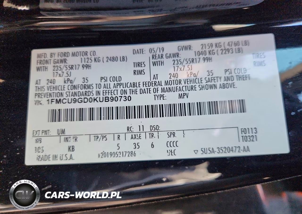 2019 Ford Escape Se VIN:1FMCU9GD0KUB90730 - 13