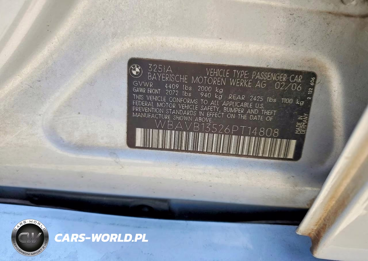 2006 BMW 325 I VIN:WBAVB13526PT14808 - 12