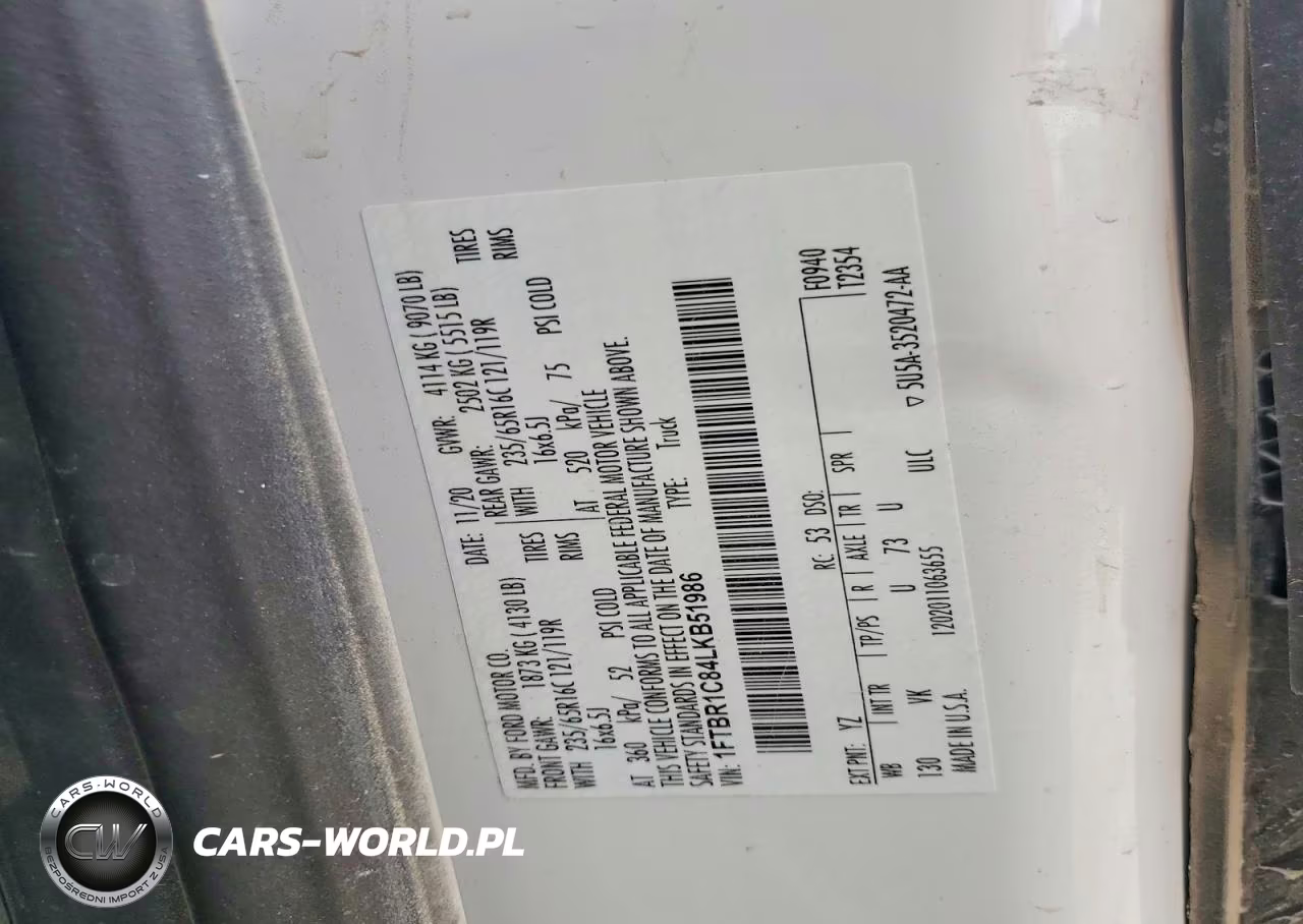 2020 Ford Transit T-250 VIN:1FTBR1C84LKB51986 - 13