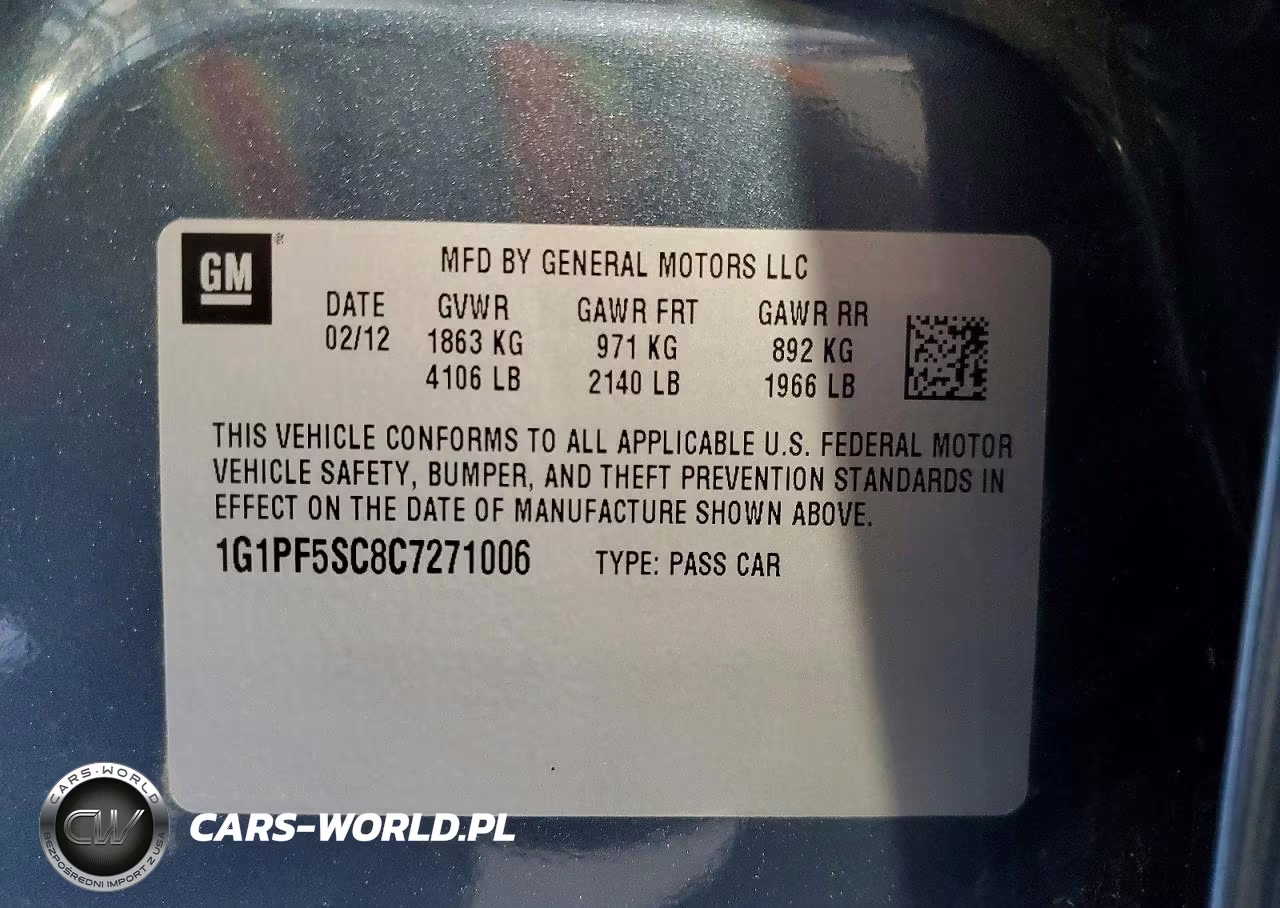 2012 Chevrolet Cruze Lt VIN:1G1PF5SC8C7271006 - 12