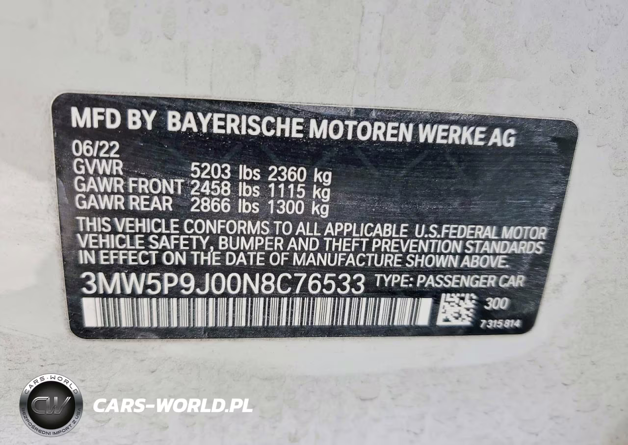 2022 BMW 330Xe VIN:3MW5P9J00N8C76533 - 12
