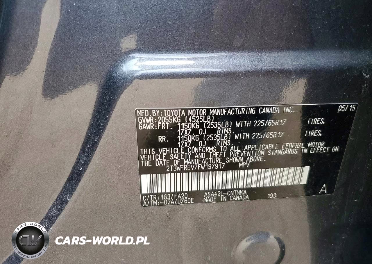 2015 Toyota Rav4 Xle VIN:2T3WFREV7FW197917 - 12