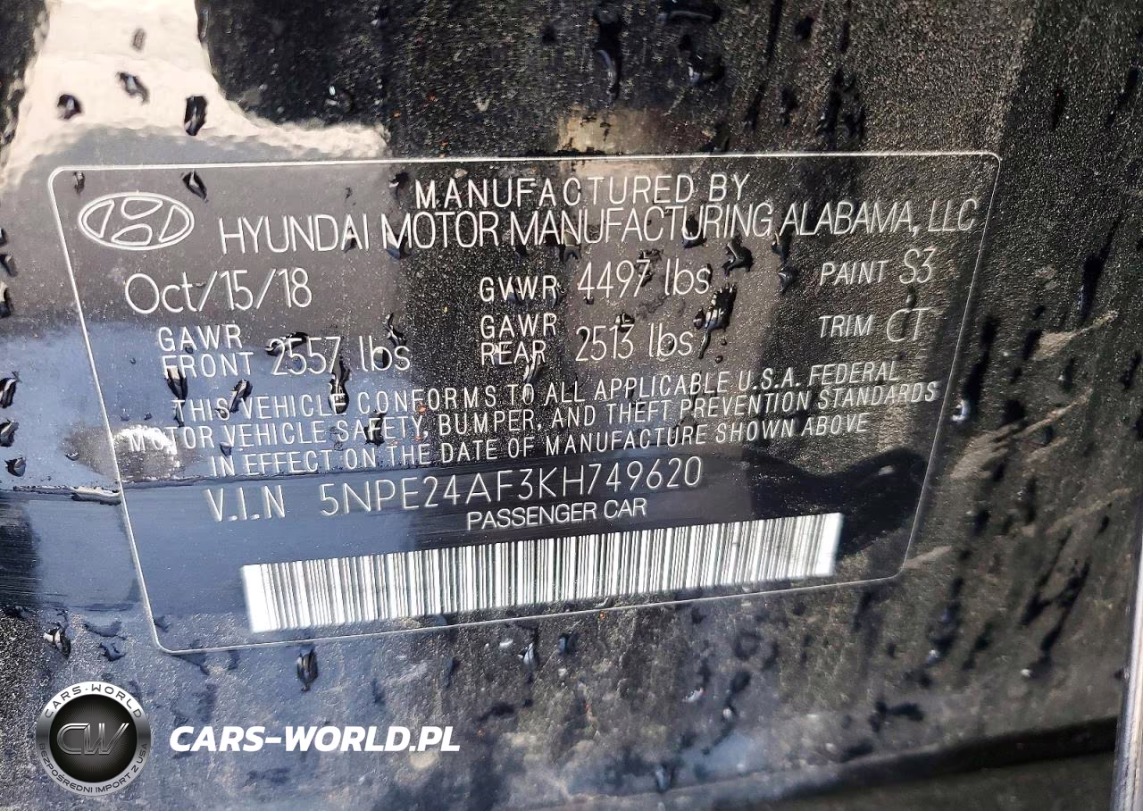 2019 Hyundai Sonata Se VIN:5NPE24AF3KH749620 - 13