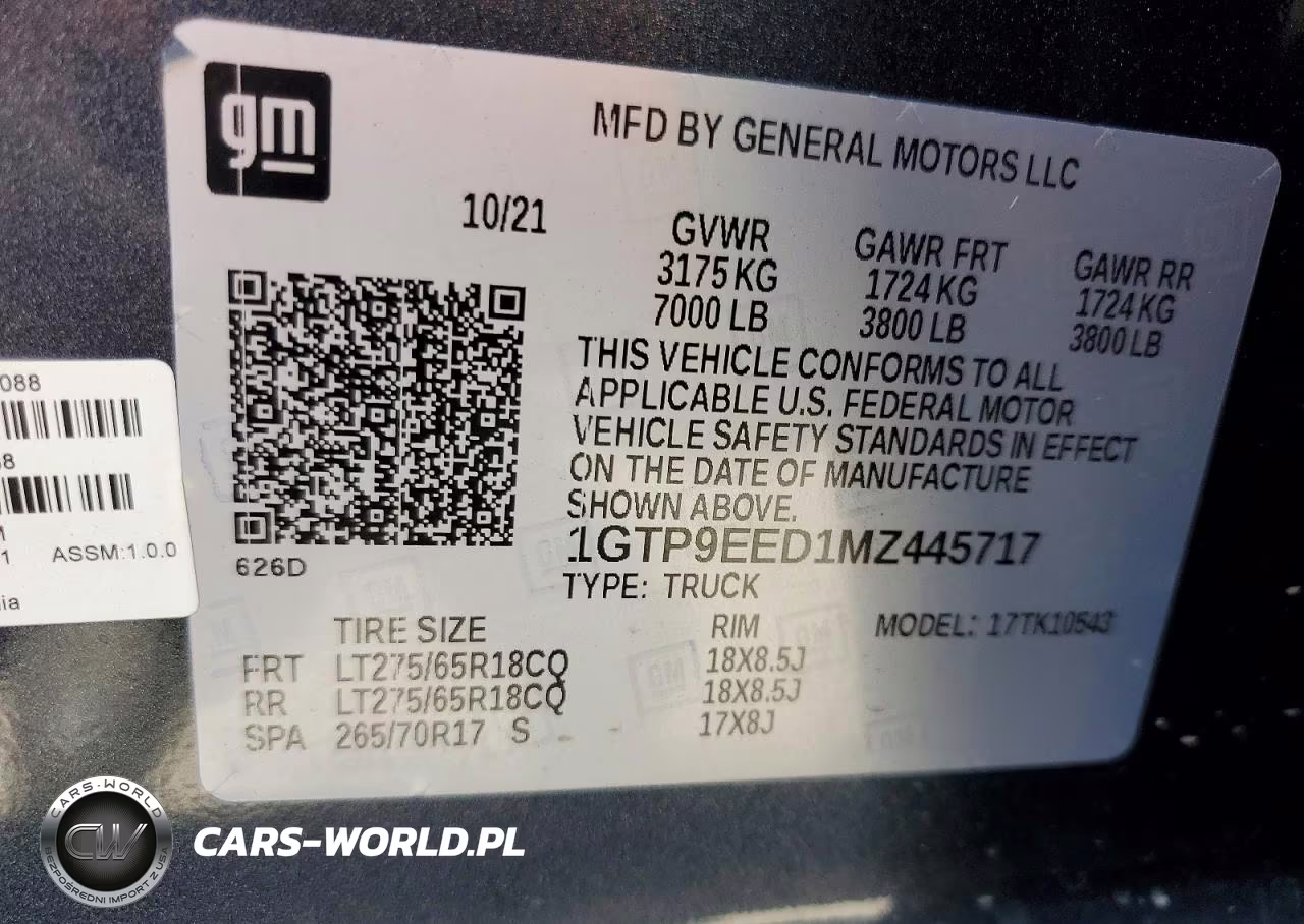 2021 GMC Sierra K1500 At4 VIN:1GTP9EED1MZ445717 - 12