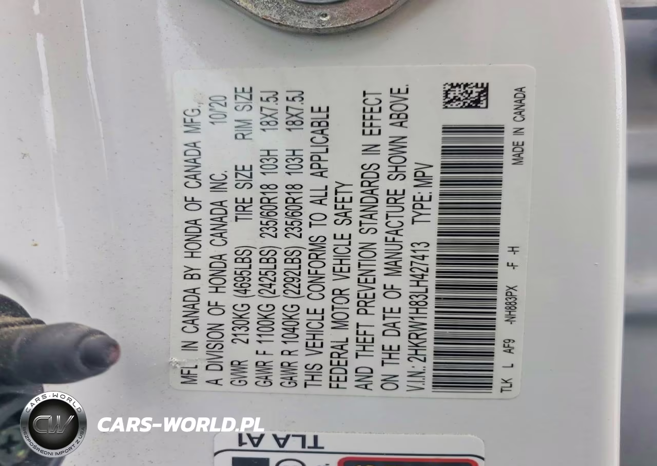 2020 Honda Cr-V Exl VIN:2HKRW1H83LH427413 - 13