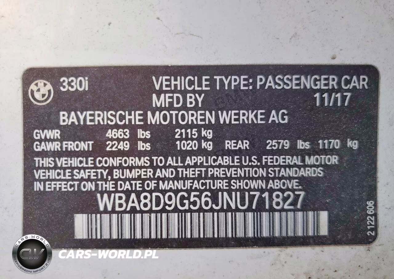 2018 BMW 330 Xi VIN:WBA8D9G56JNU71827 - 12