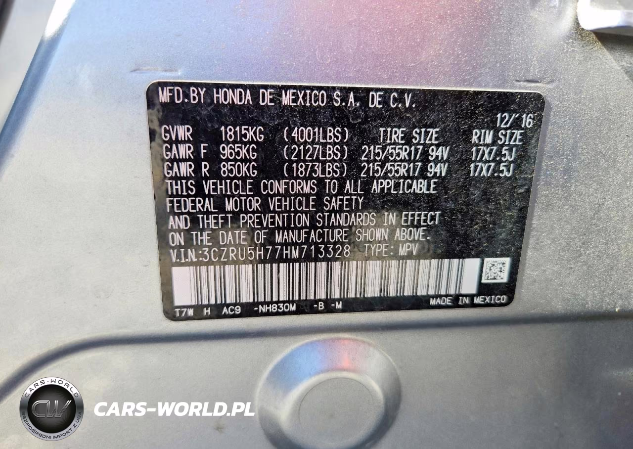 2017 Honda Hr-V Exl VIN:3CZRU5H77HM713328 - 13