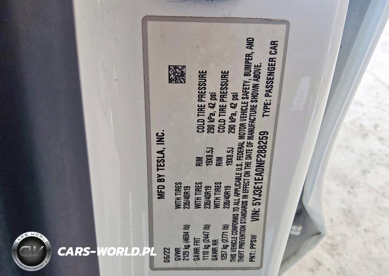 2022 Tesla Model 3 VIN:5YJ3E1EA0NF288259 - 13