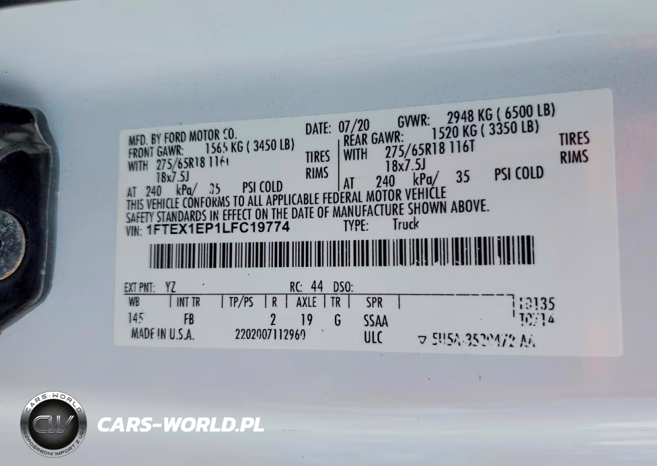 2020 Ford F150 Super Cab VIN:1FTEX1EP1LFC19774 - 12