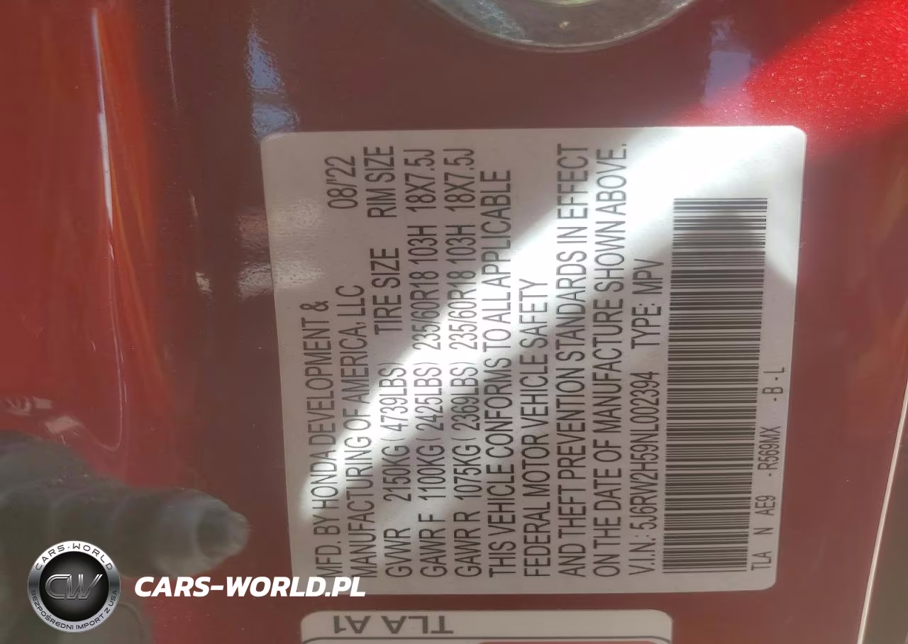 2022 Honda Cr-V Ex VIN:5J6RW2H59NL002394 - 13