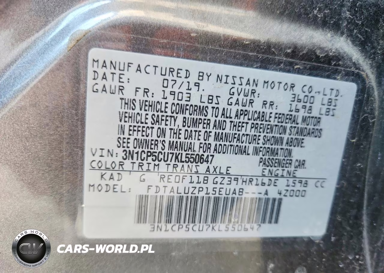 2019 Nissan Kicks Sr VIN:3N1CP5CU7KL550647 - 13