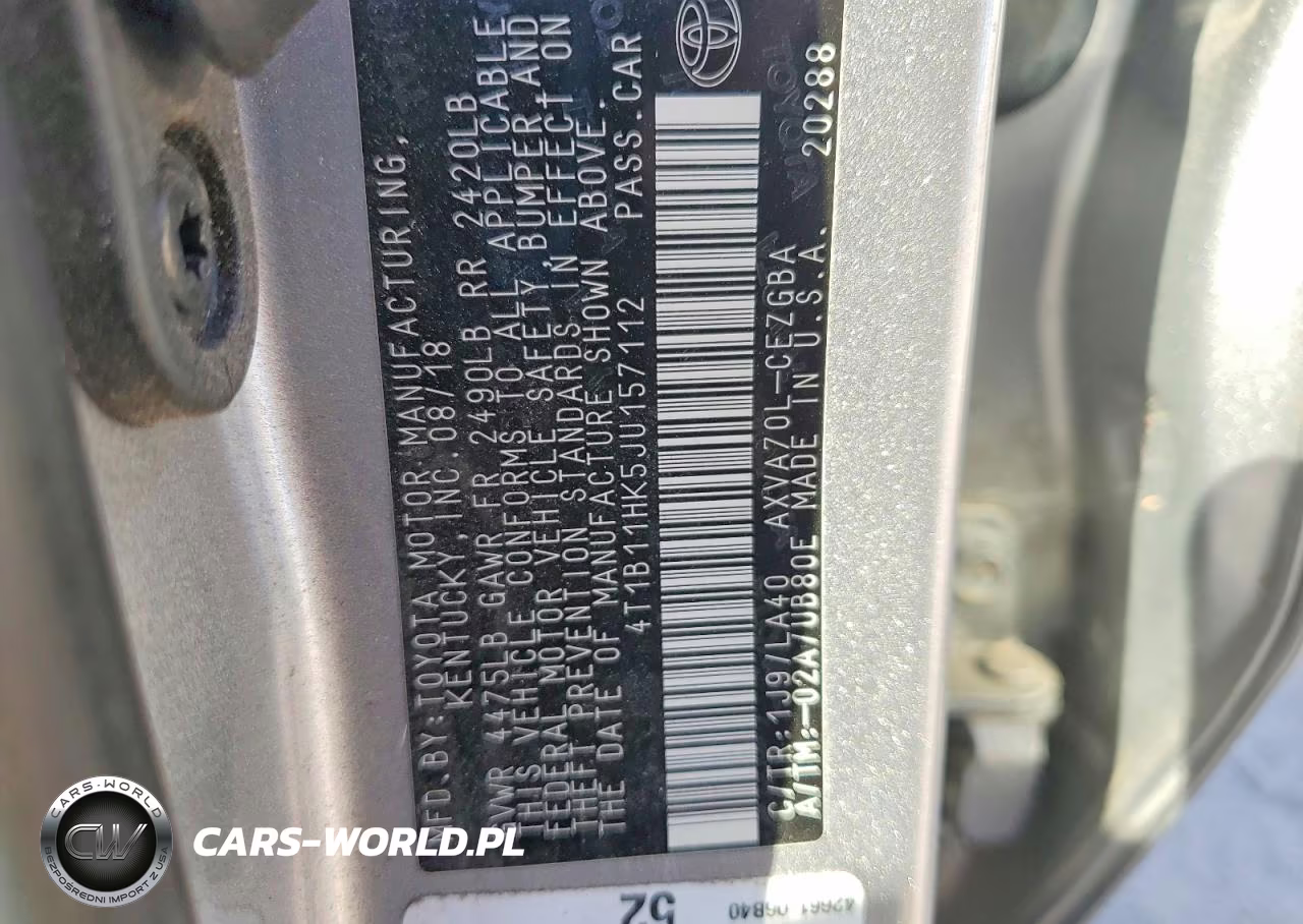 2018 Toyota Camry Xle VIN:4T1B11HK5JU157112 - 12