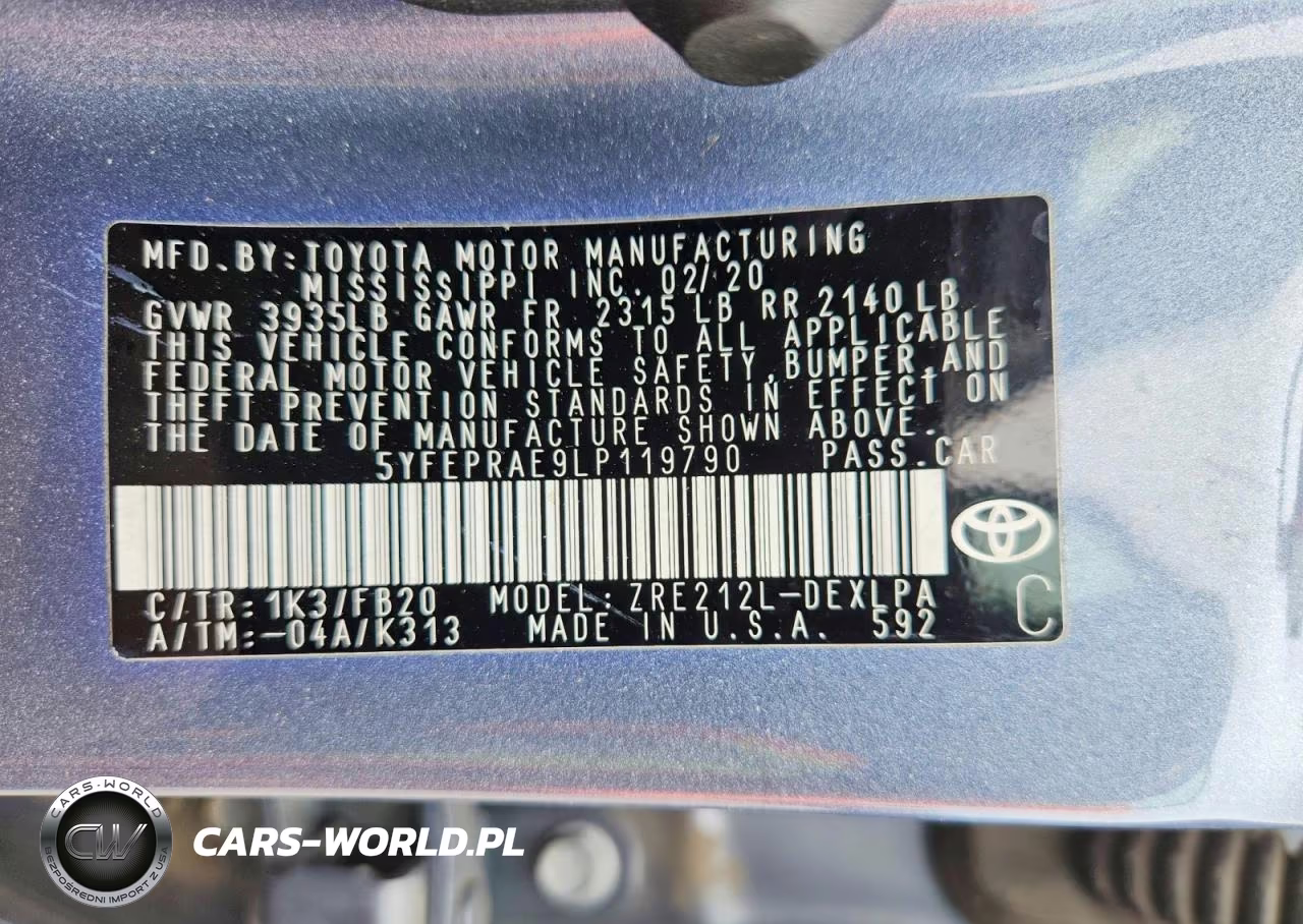 2020 Toyota Corolla Le VIN:5YFEPRAE9LP119790 - 12
