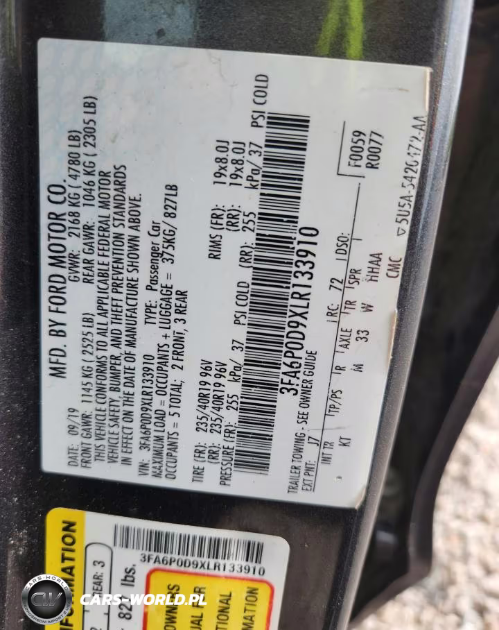 2020 Ford Fusion Titanium VIN:3FA6P0D9XLR133910 - 12
