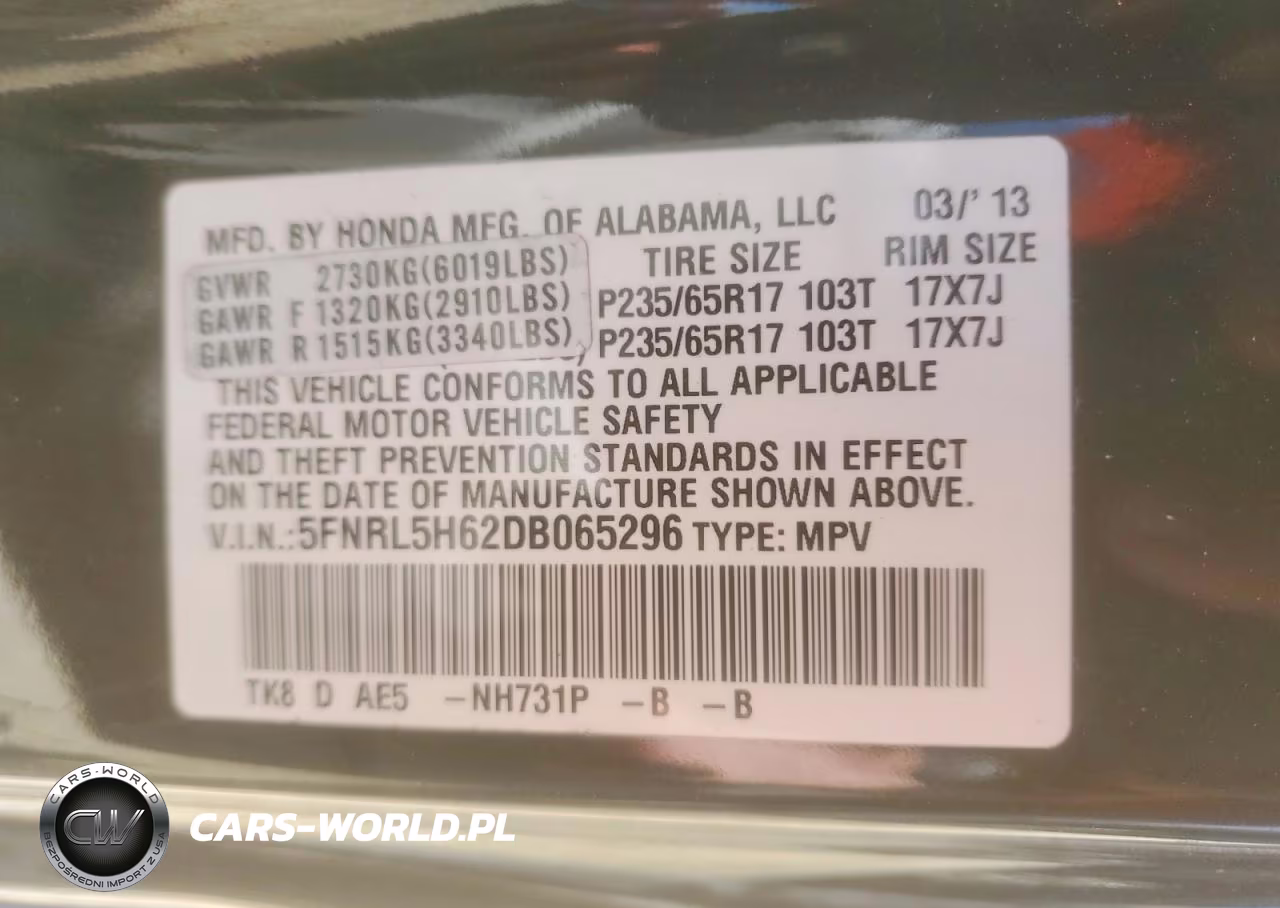2013 Honda Odyssey Exl VIN:5FNRL5H62DB065296 - 13