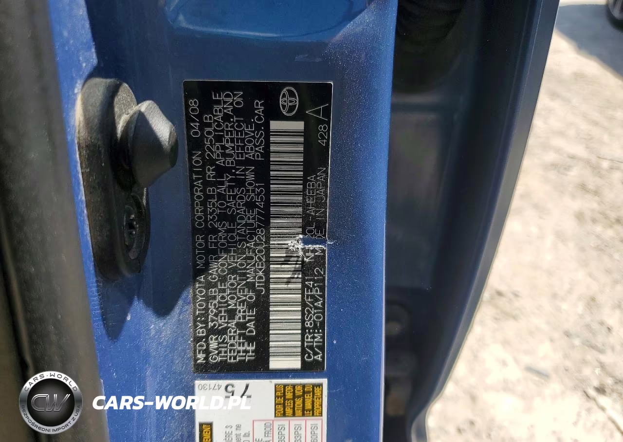 2008 Toyota Prius Base VIN:JTDKB20U287774531 - 12