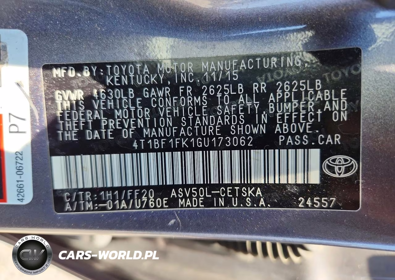 2016 Toyota Camry Se VIN:4T1BF1FK1GU173062 - 12